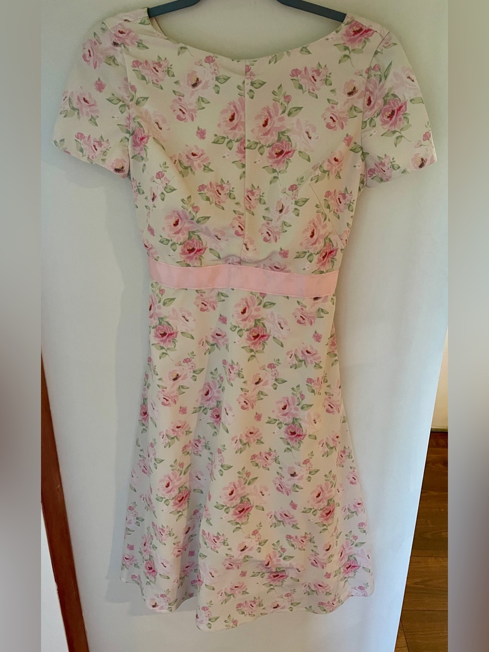 Handmade high neck pink floral midi dress